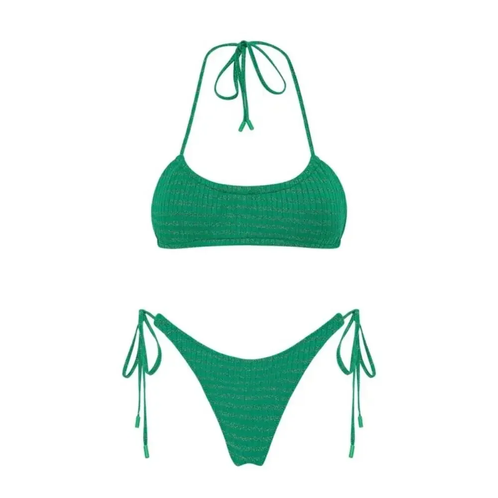 Triangl Swimwear Myrta Lita Green Sparkle Bikini Set Size XL